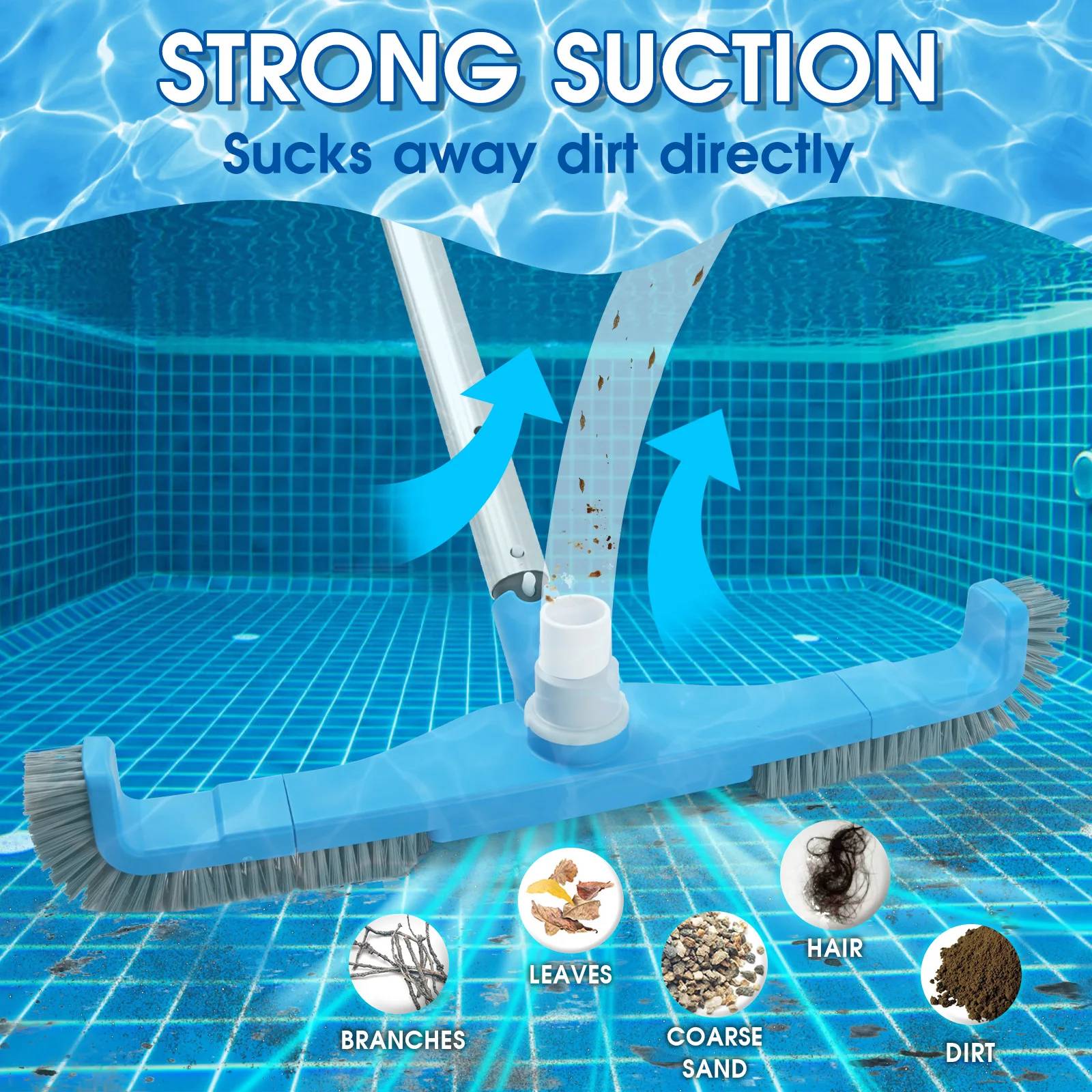 Pool Brushes Vacuum Cleaning Brush Head Accessories Suction Pool Vacuum Head Swimming Pool Cleaner With Curved Brush